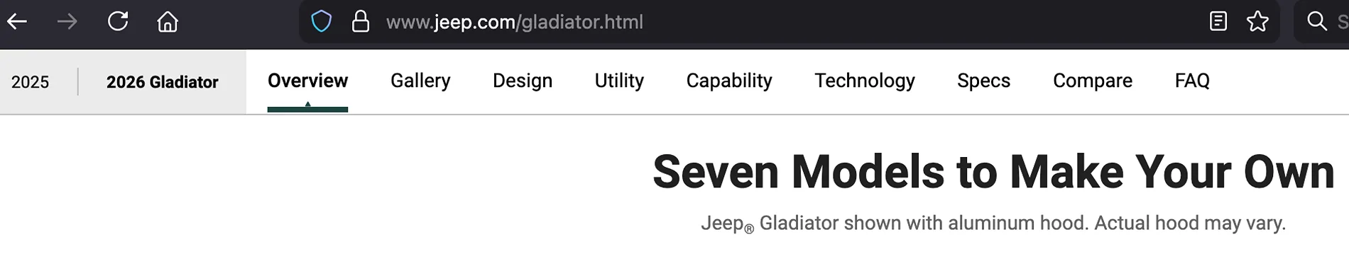 Jeep Gladiator New hoods showing up on Rubicons Screenshot 2025-12-19 at 5.07.01 PM