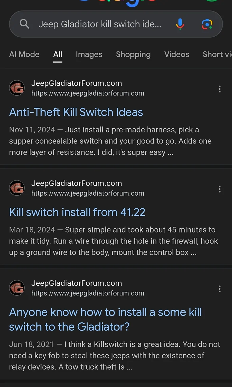 Jeep Gladiator Anti-theft installed Screenshot_20251222_005017_Googl
