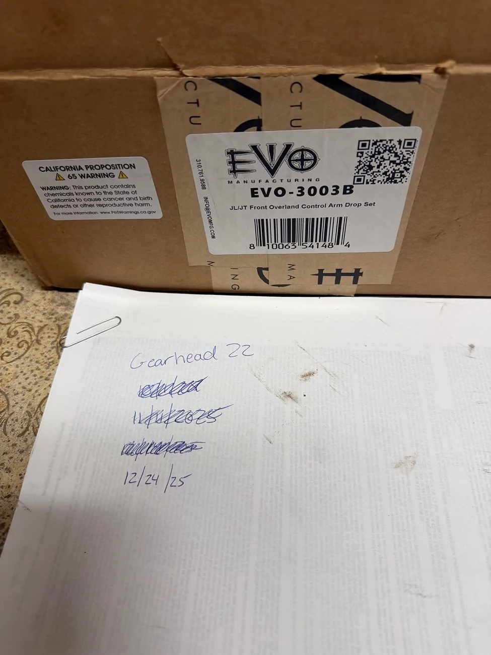 Jeep Gladiator Evo manufacturing front control arm drop bracket IMG_9710