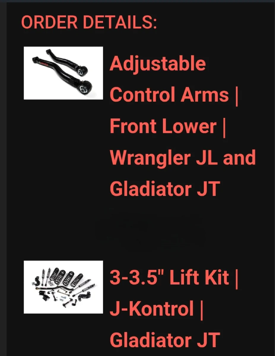 Jeep Gladiator 3.5 inch JKS Lift Kit for sale Screenshot_20251229_112933_Gmail