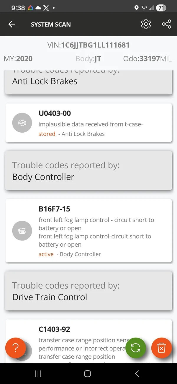 Jeep Gladiator Codes after lift Screenshot_20260108_213808