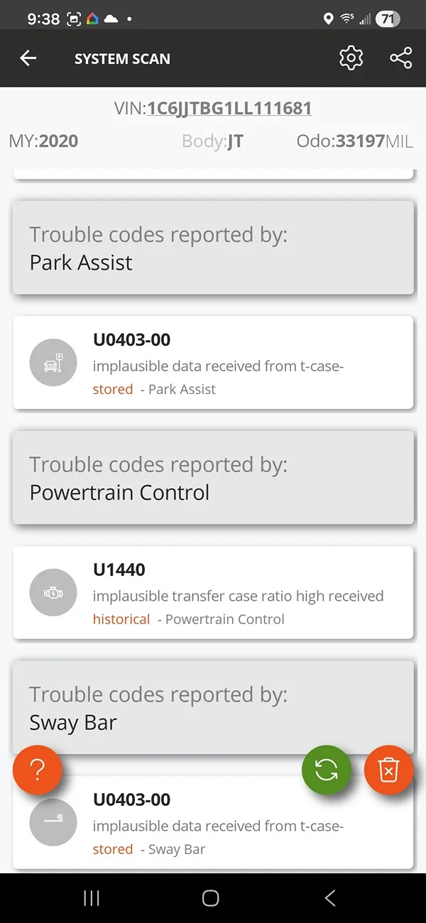 Jeep Gladiator Codes after lift Screenshot_20260108_213825