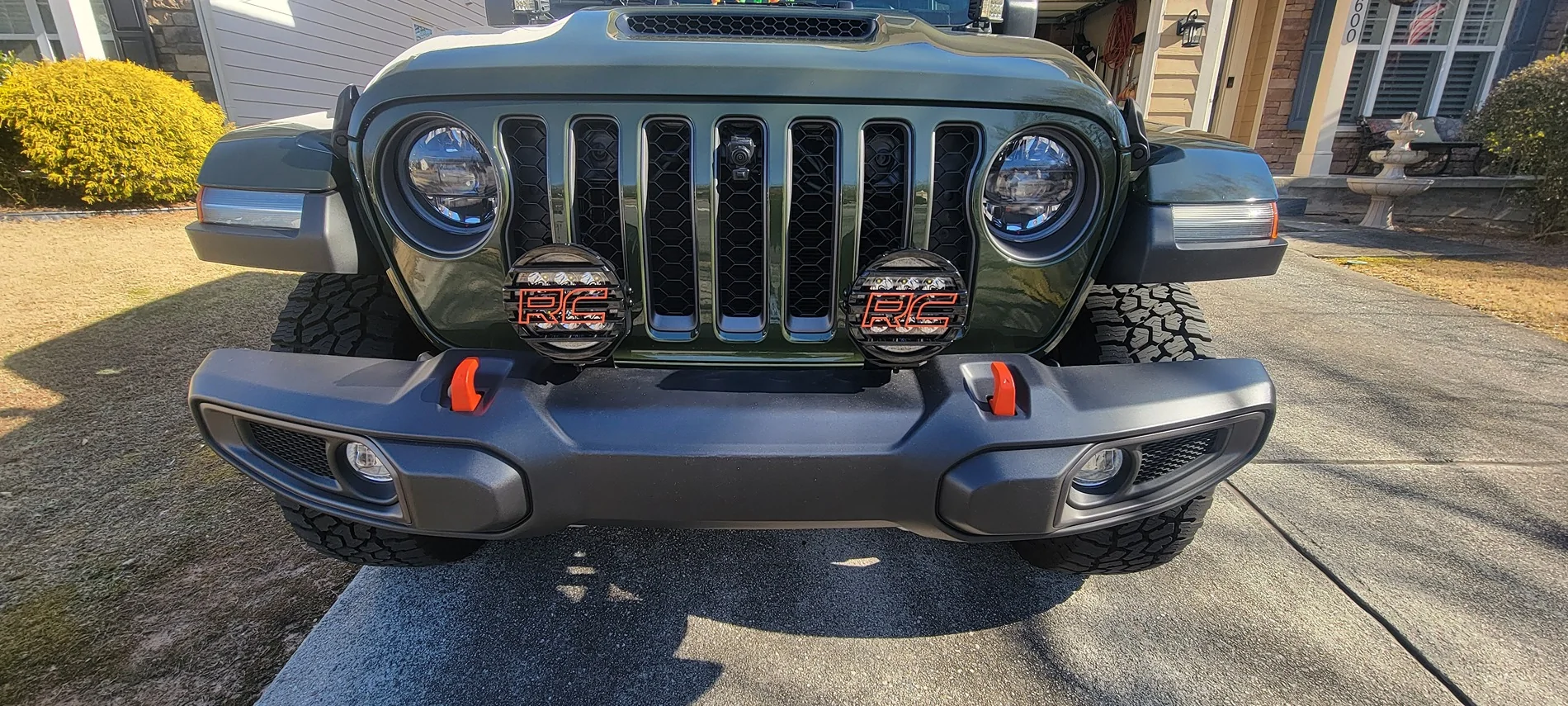 Jeep Gladiator Winch and Quadratec light mounts combo on plastic front bumper 20240219_152646