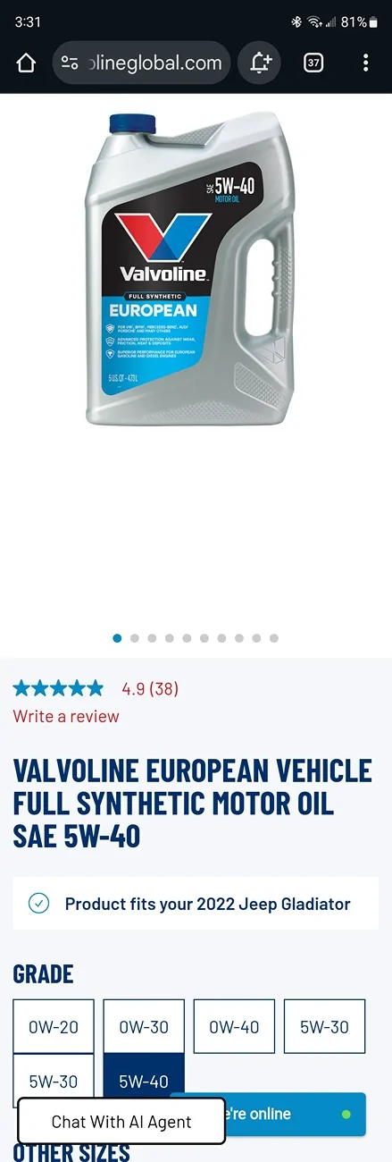 Jeep Gladiator Official EcoDiesel Oil and Filter Recommendations Screenshot_20260120_153108_Chrom