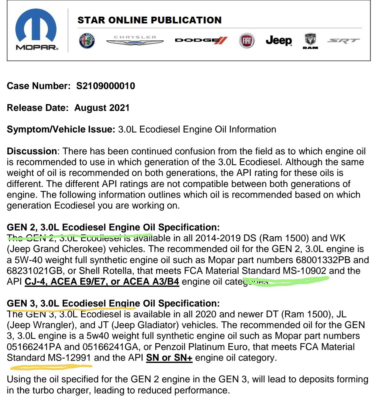 Jeep Gladiator Official EcoDiesel Oil and Filter Recommendations r7pmfOO