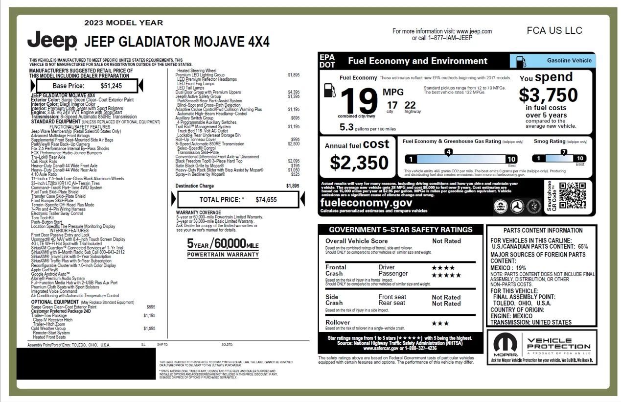 Jeep Gladiator Buy a 2024 Gladiator Max Tow with zero maintenance history? glad sticker