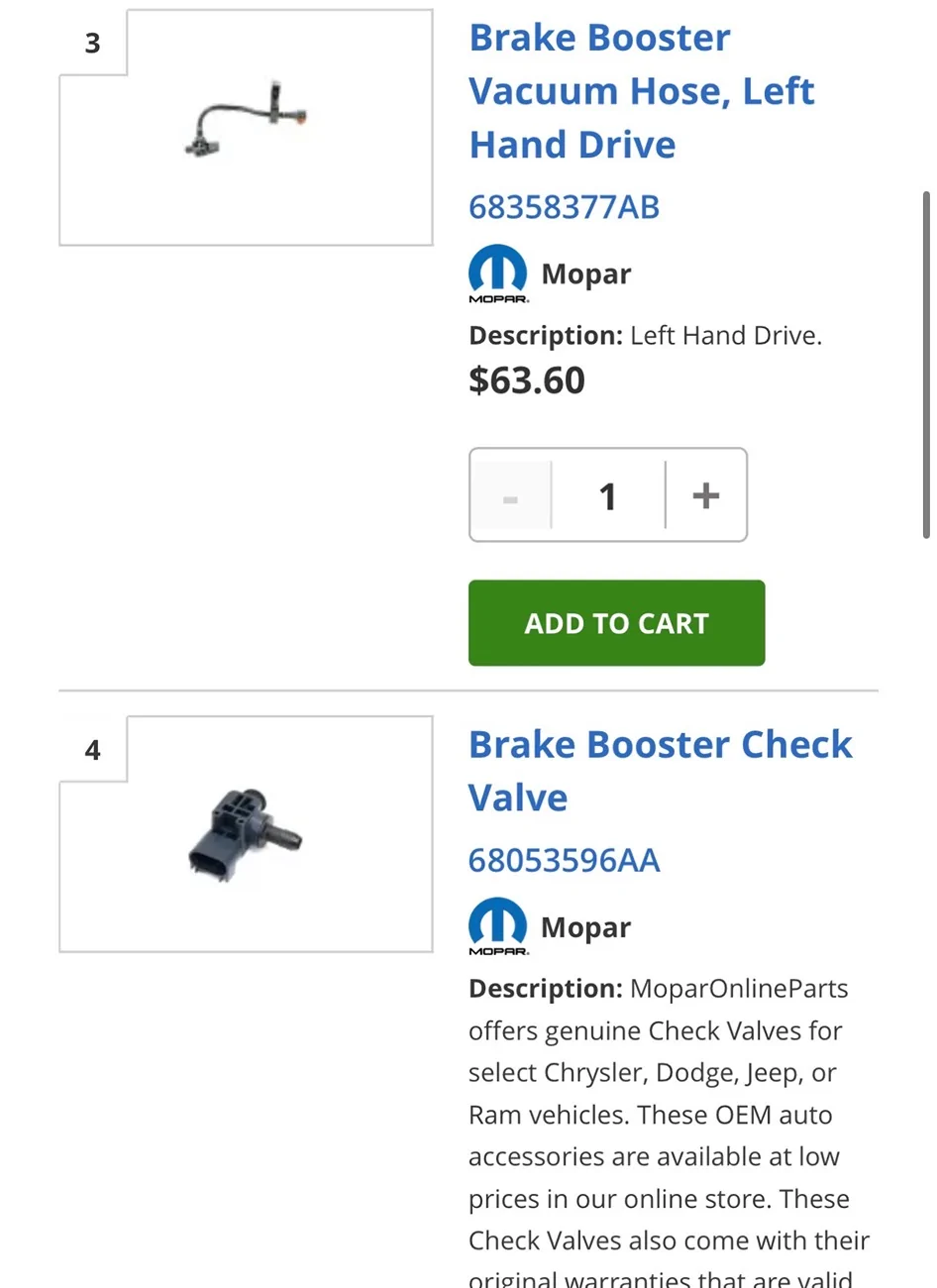 Jeep Gladiator Brake booster check valve hiss IMG_2661