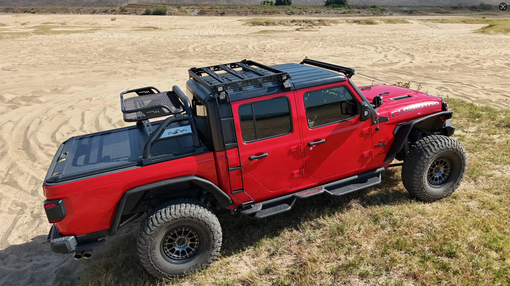 Jeep Gladiator Cargo Basket Roof Rack With Ladder & LED Lights! - by MONOKING 1772250511335-6s