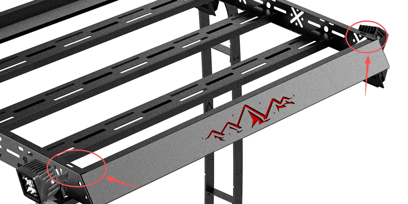 Jeep Gladiator Cargo Basket Roof Rack With Ladder & LED Lights! - by MONOKING light mounting
