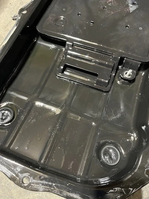 Jeep Gladiator Pan Drop / Drain & Fill Instructions for ZF 8HP50 or Chrysler TorqueFlite 850RE Automatic Transmission pan_drop_110_inside_of_reusable_MOPAR_transmission_oil_pan_with_2_magnets_(MOPAR_68207788AA)_