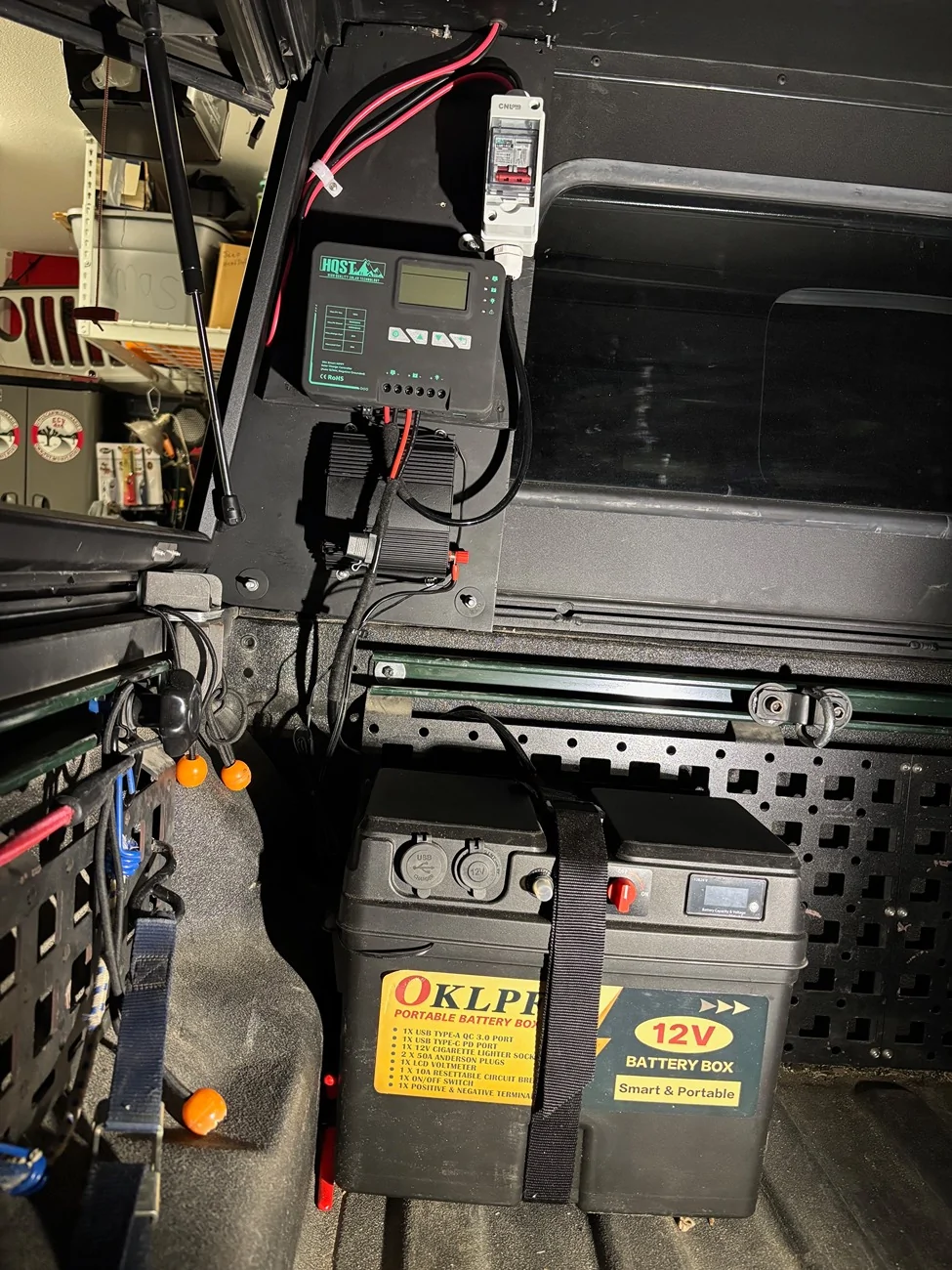 Jeep Gladiator Simple Solar System - powering a freezer inside shell all components