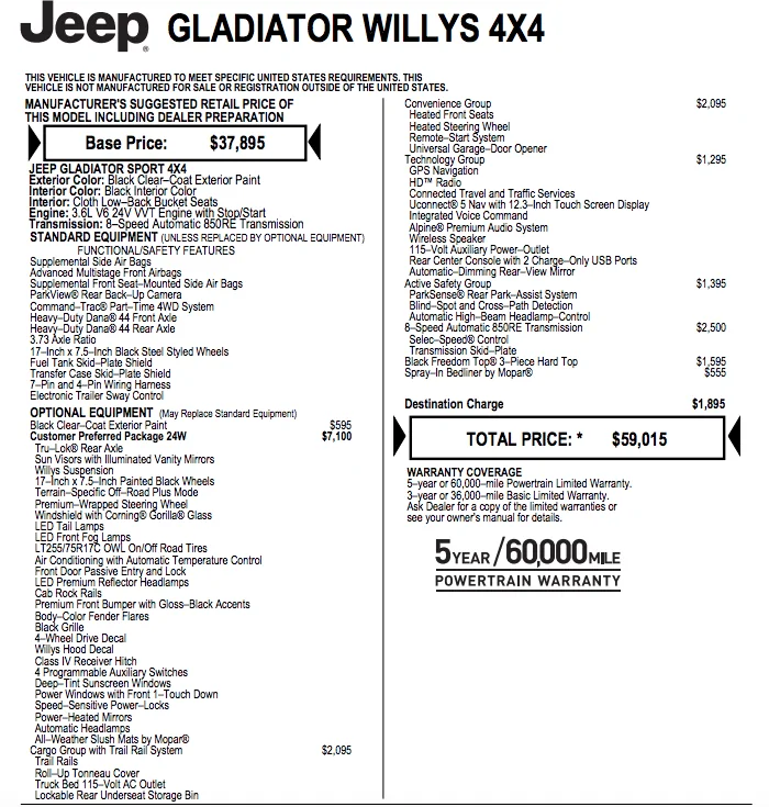 Jeep Gladiator Towing Capacity of 2024 Gladiator Willys Screen Shot 2026-03-23 at 9.17.51 AM
