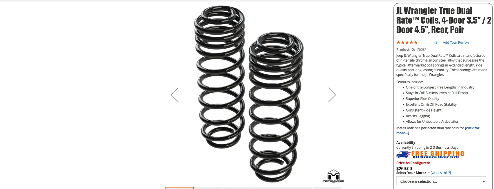 Jeep Gladiator MetalCloak Front and Rear Dual Rate Coils $290 RearCoils