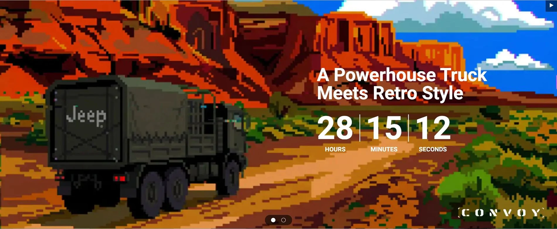 Jeep Gladiator New Jeep site stating "A Powerhouse Truck Meet Retro Style" powerhouse truck