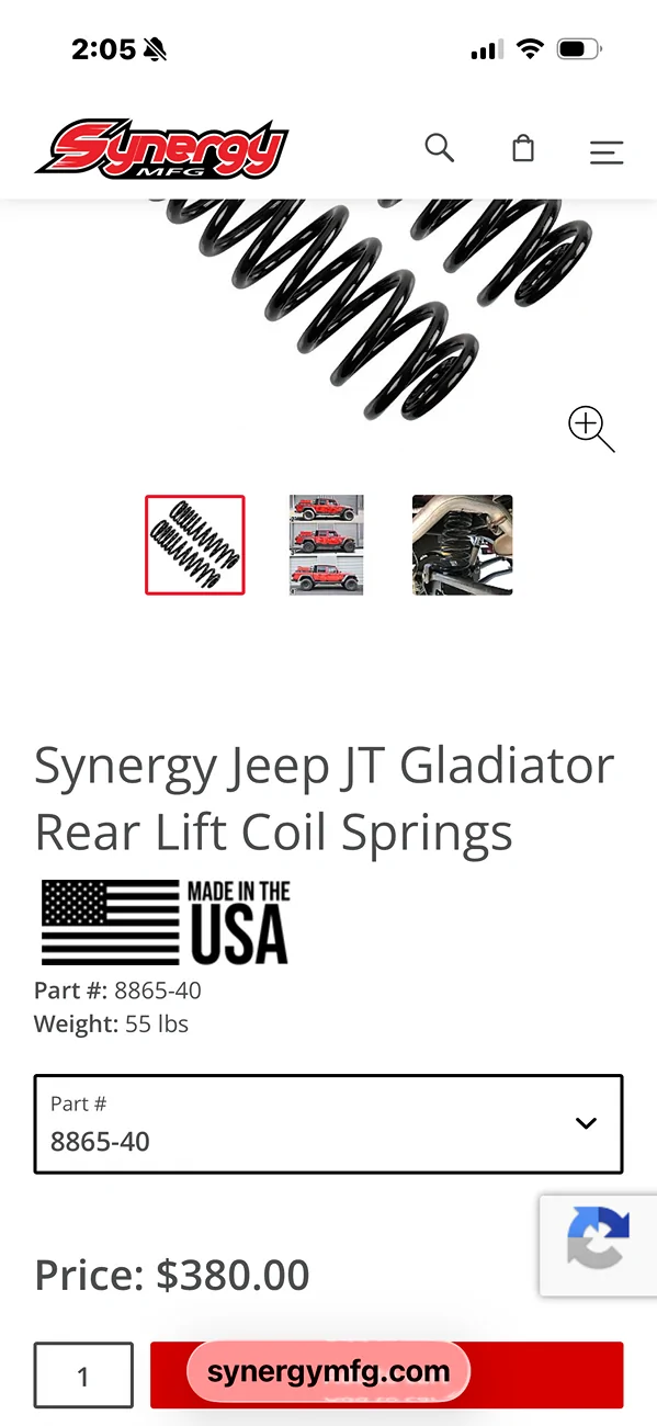 Jeep Gladiator Synergy rear lift coil springs 8865-40 $250 shipped IMG_5108