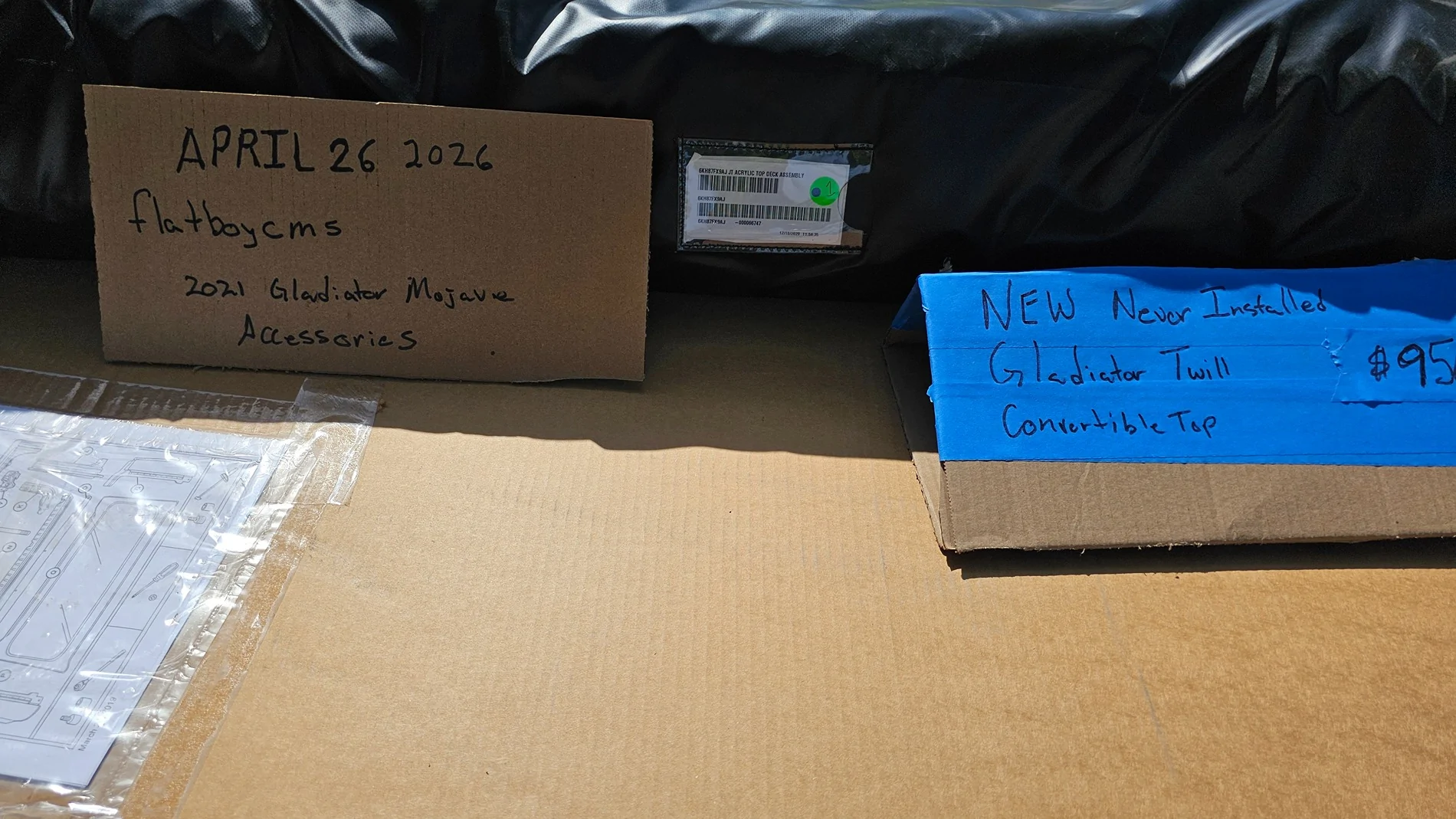 Jeep Gladiator New In Box Gladiator twill convertible top $950.00 obo 20260426_154747