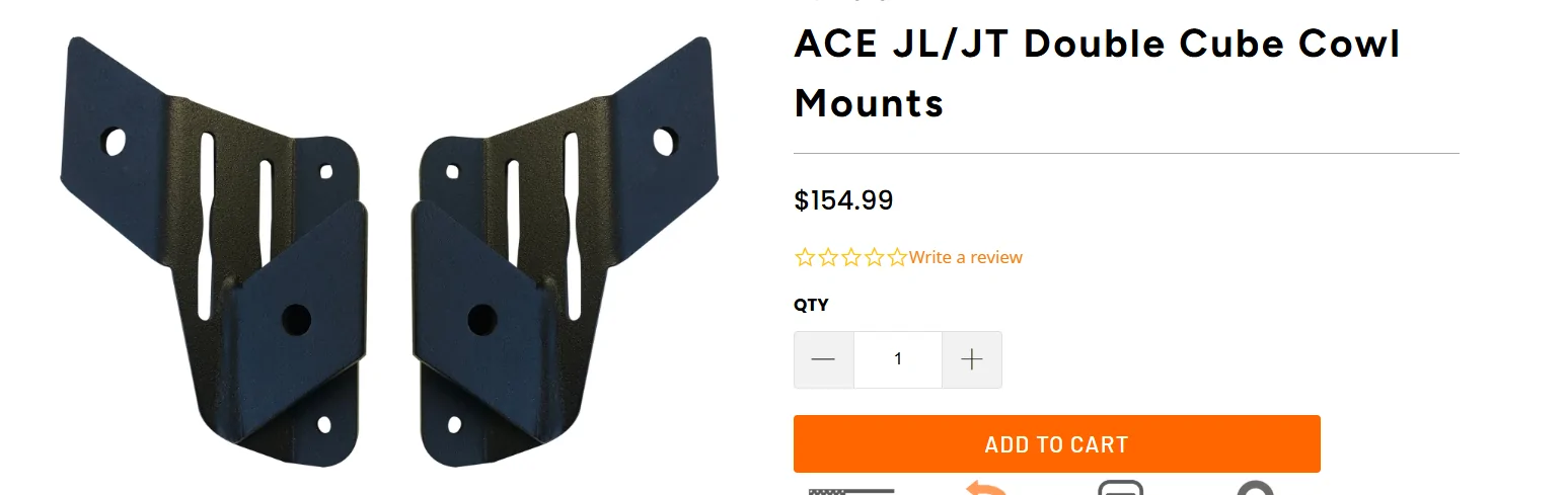 Jeep Gladiator ACE Engineering Cube Light Mounts Ac