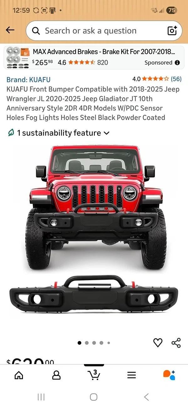 Jeep Gladiator Amazon knock-off OEM Rubicon front bumber Screenshot_20260509_125950_Amazon Shopping
