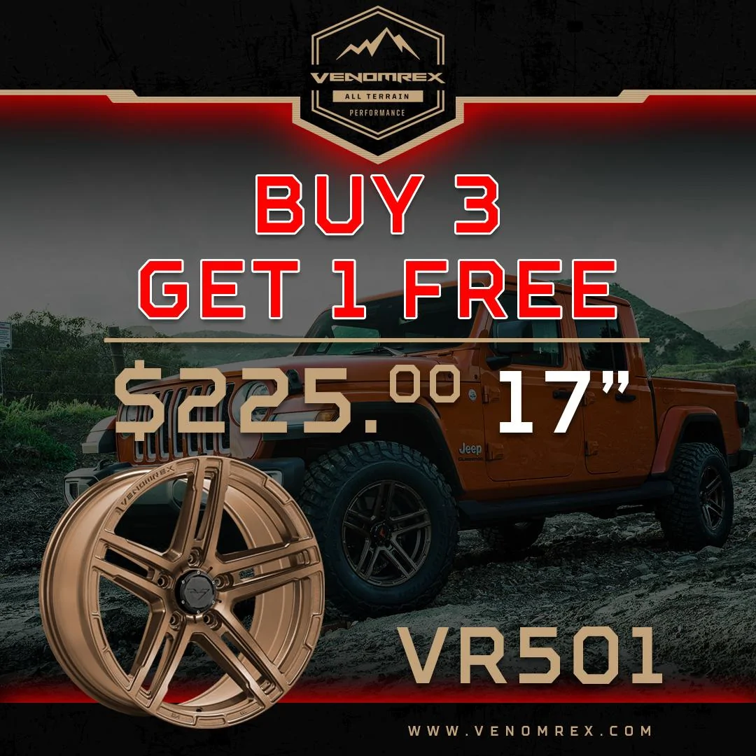 Jeep Gladiator VenomRex BLACK FRIDAY SALE - NOW - BUY 3 GET 1 FREE! Venomrex_black_friday_3-1_promo_17in_2