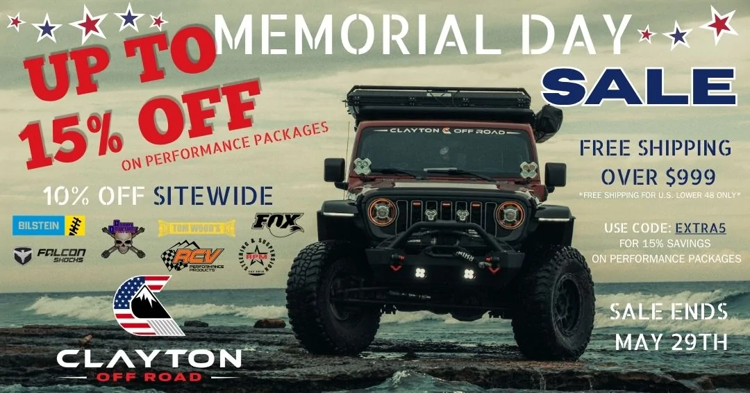 Jeep Gladiator Clayton Off Road JT Suspension Systems Memorial Day Sal