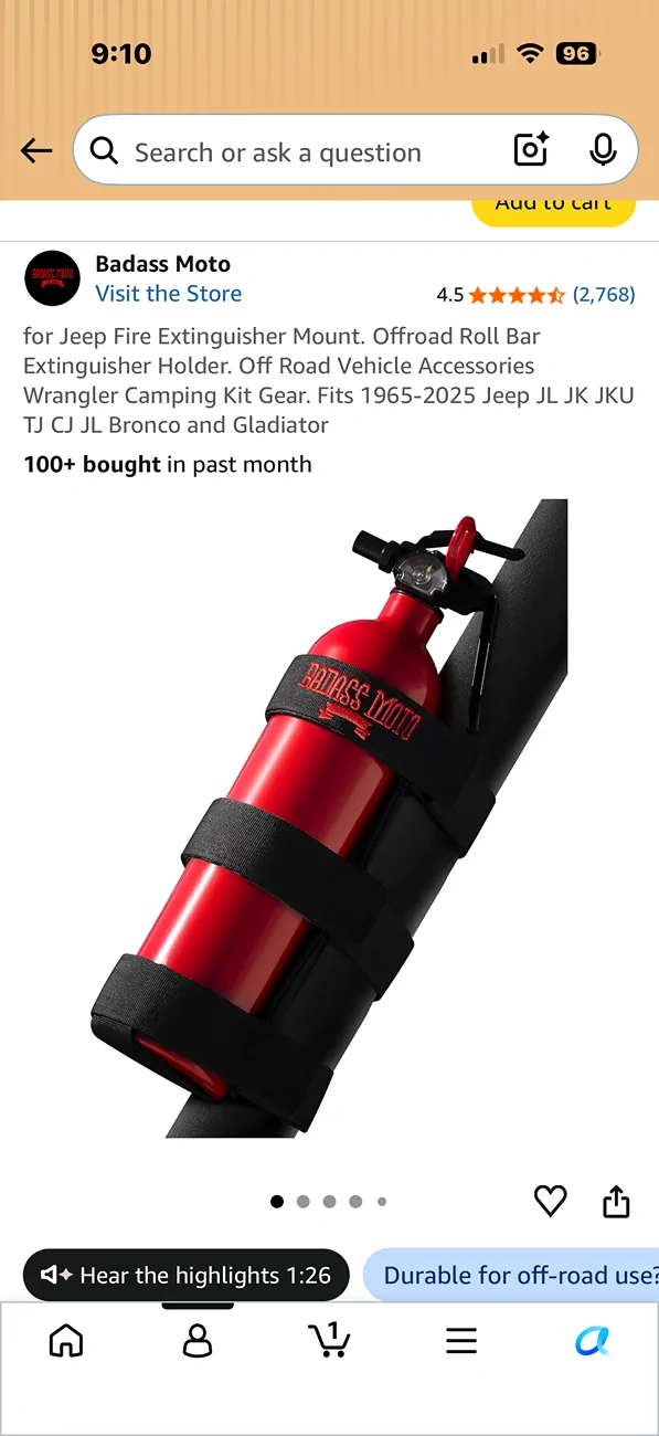 Jeep Gladiator Mounting a fire extinguisher to the C-pillar IMG_0076