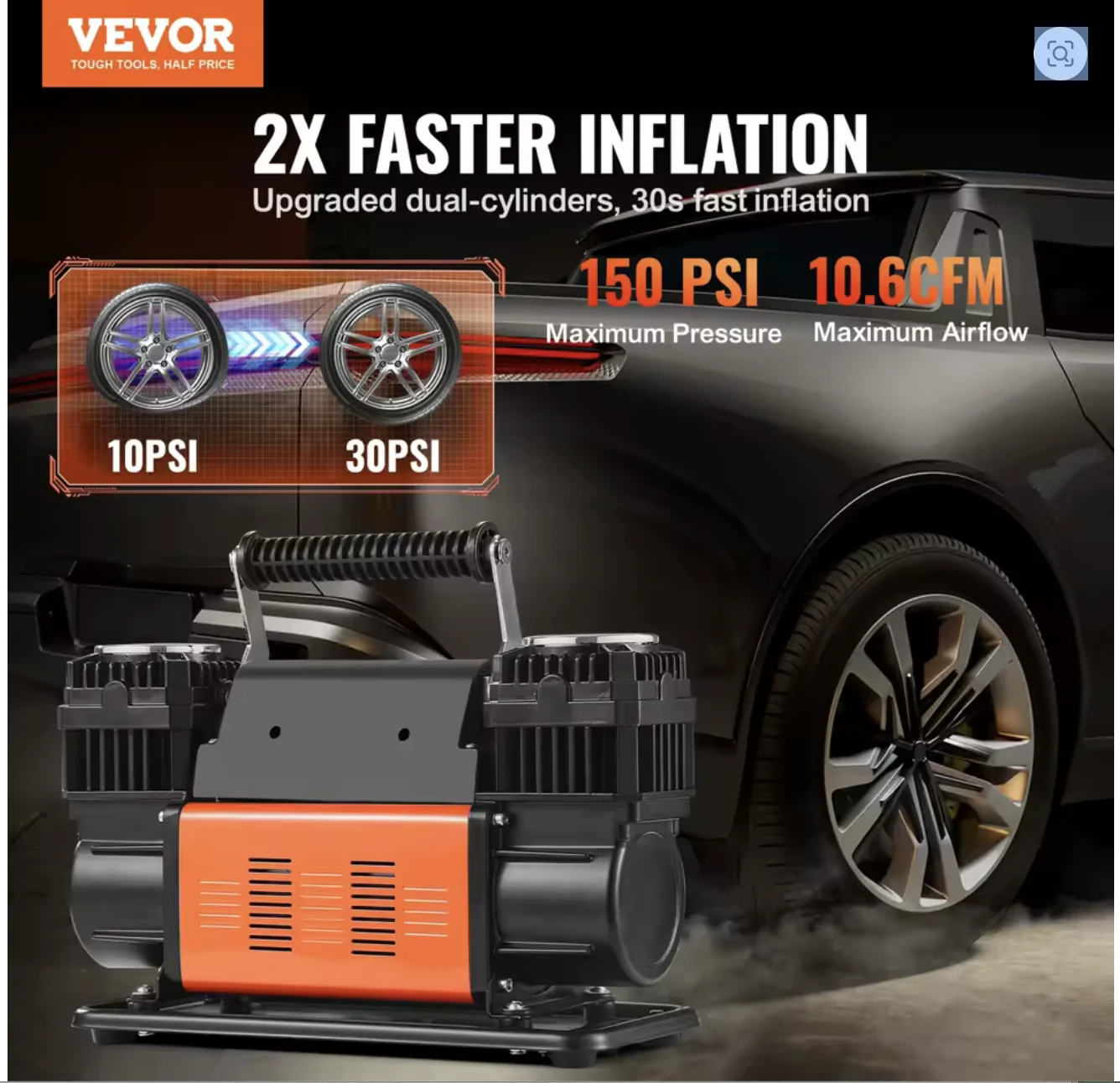 Jeep Gladiator Snagged a cheap double piston Vevor inflator... for $88 including shipping. Screenshot 2026-06-18 at 4.51.51 PM