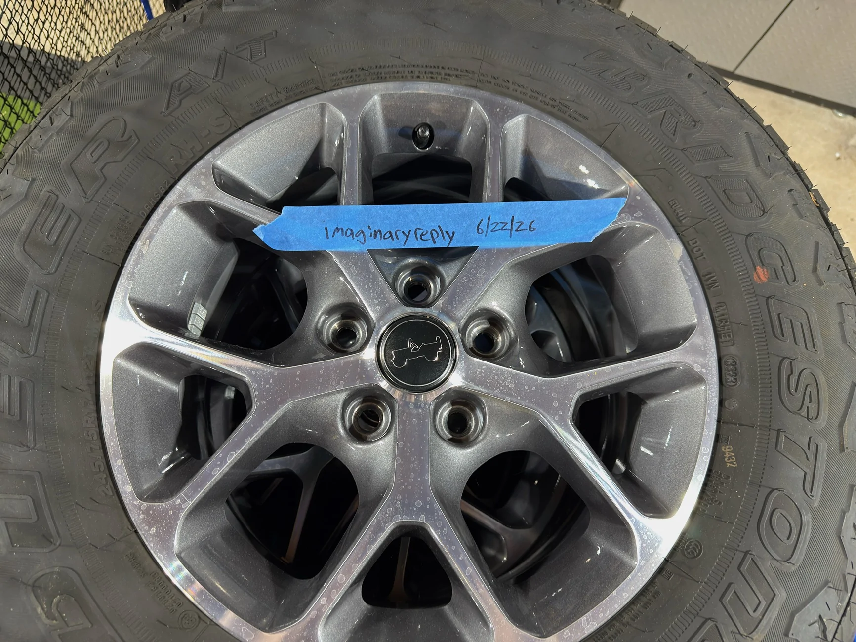 Jeep Gladiator 2024 (4) OEM take-offs "Machined Wheels with Black Pockets"w/ the OEM Bridgestone Dueler A/T 245/75/17 5k miles + spare MINT - $275 [Centre County] IMG_2922