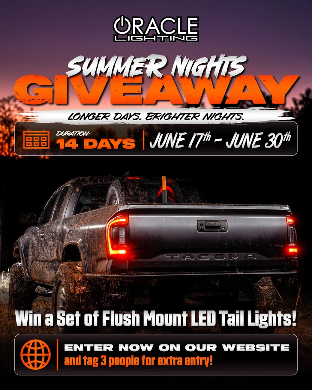 Jeep Gladiator Summer Nights Giveaway – Win a Set of ORACLE Flush Tail Lights! ☀️ summernights-insta1