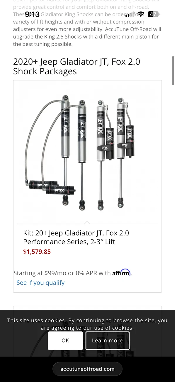 Jeep Gladiator Fox/synergy suspension components sale IMG_6301