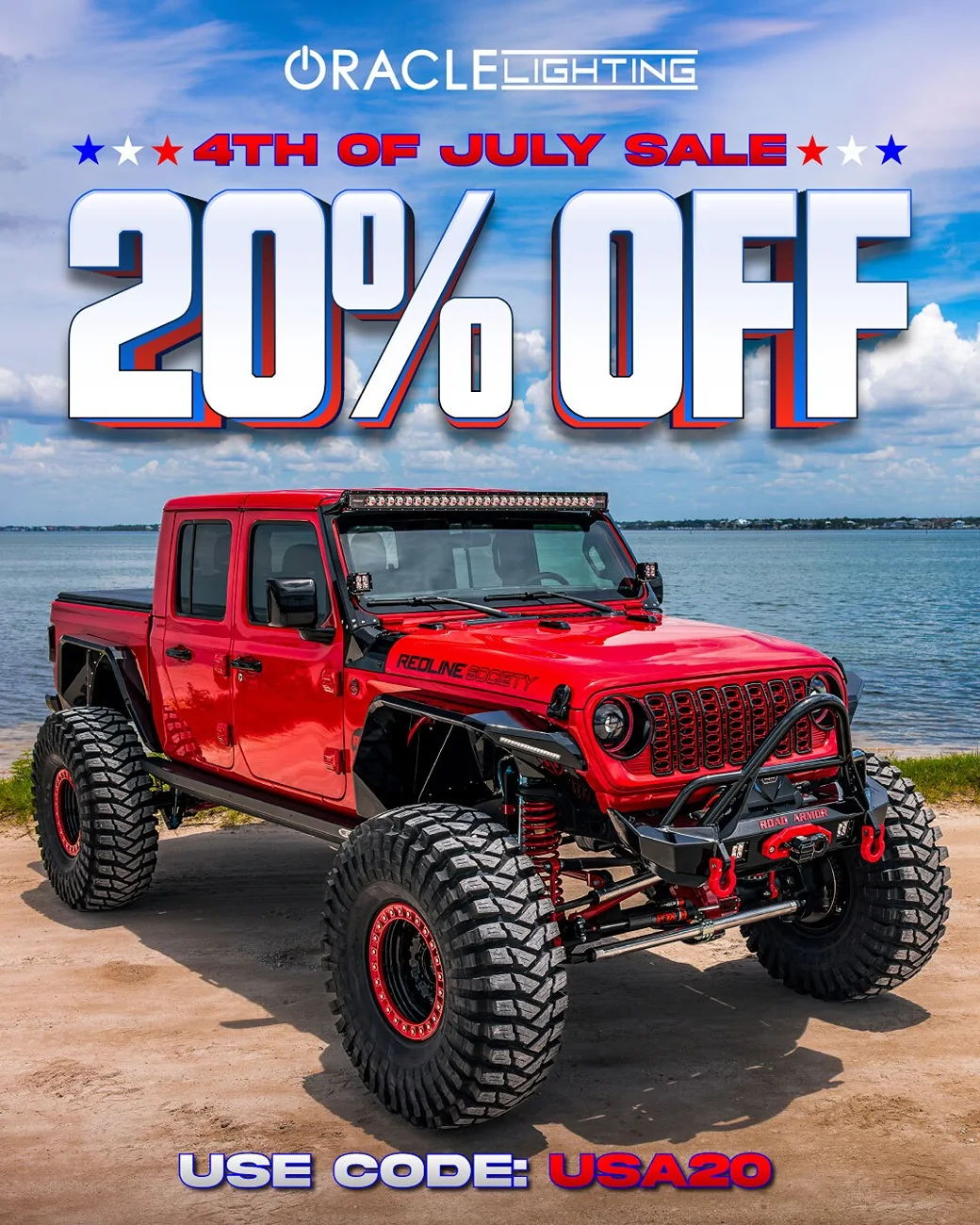 Jeep Gladiator Celebrate the 4th with 20% Off Sitewide at ORACLE Lighting! 🦅🎆 4july-sale-social