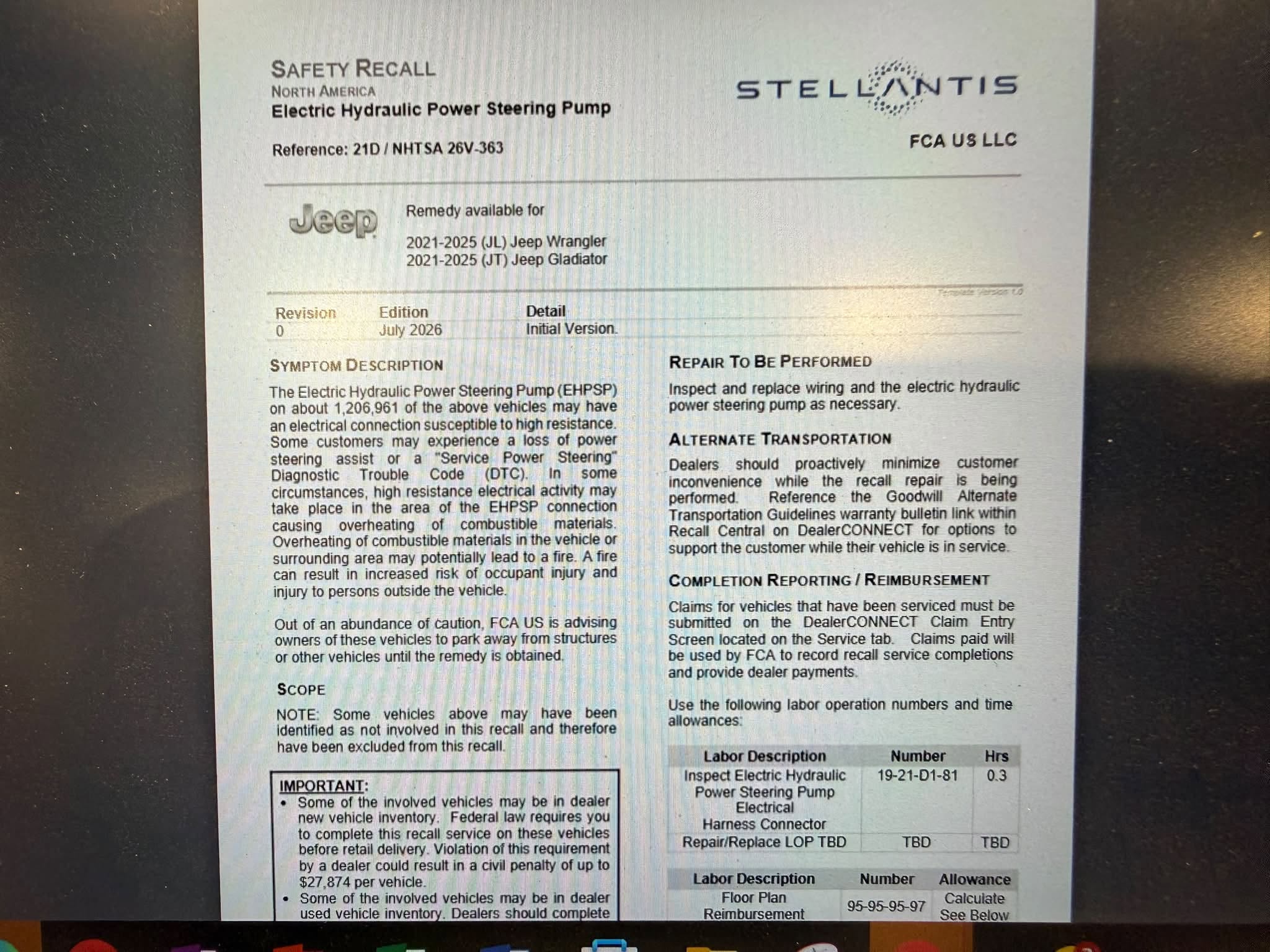 Jeep Gladiator Recall: 1M+ Jeep Wrangler and Gladiator Fire Risk (June 9, 2026) ff81G01