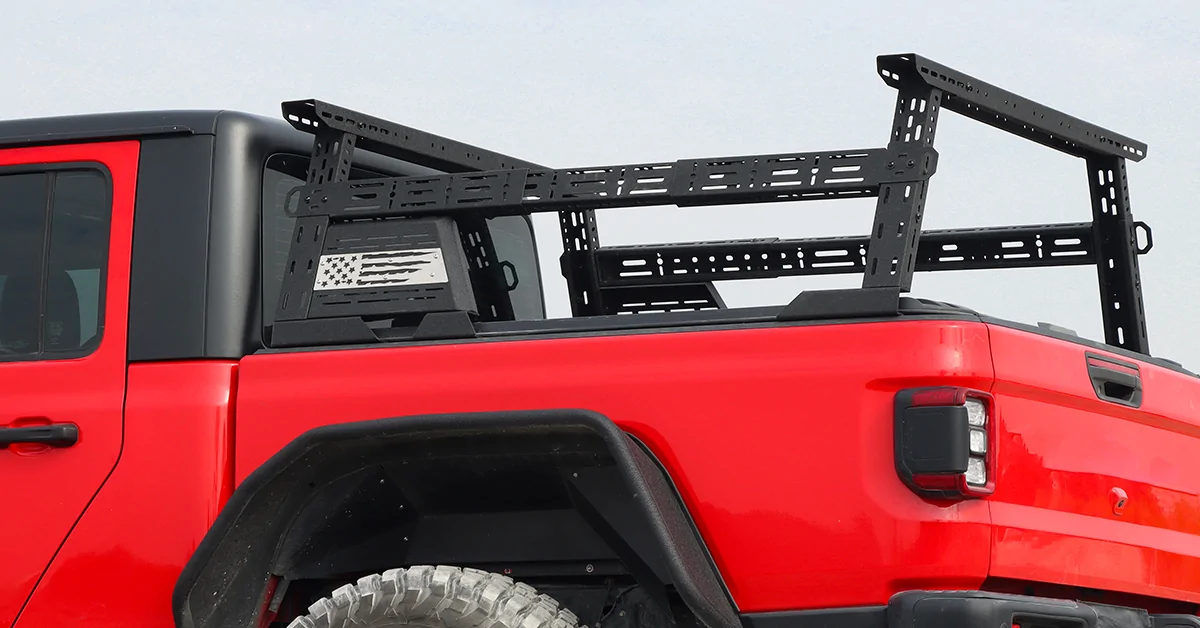 Jeep Gladiator New Adjustable Bed Rack with MOLLE Sidebars & 1300LB Capacity ATEATBR09-1