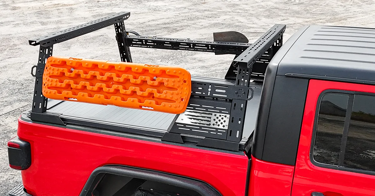 Jeep Gladiator New Adjustable Bed Rack with MOLLE Sidebars & 1300LB Capacity ATEATBR09-2