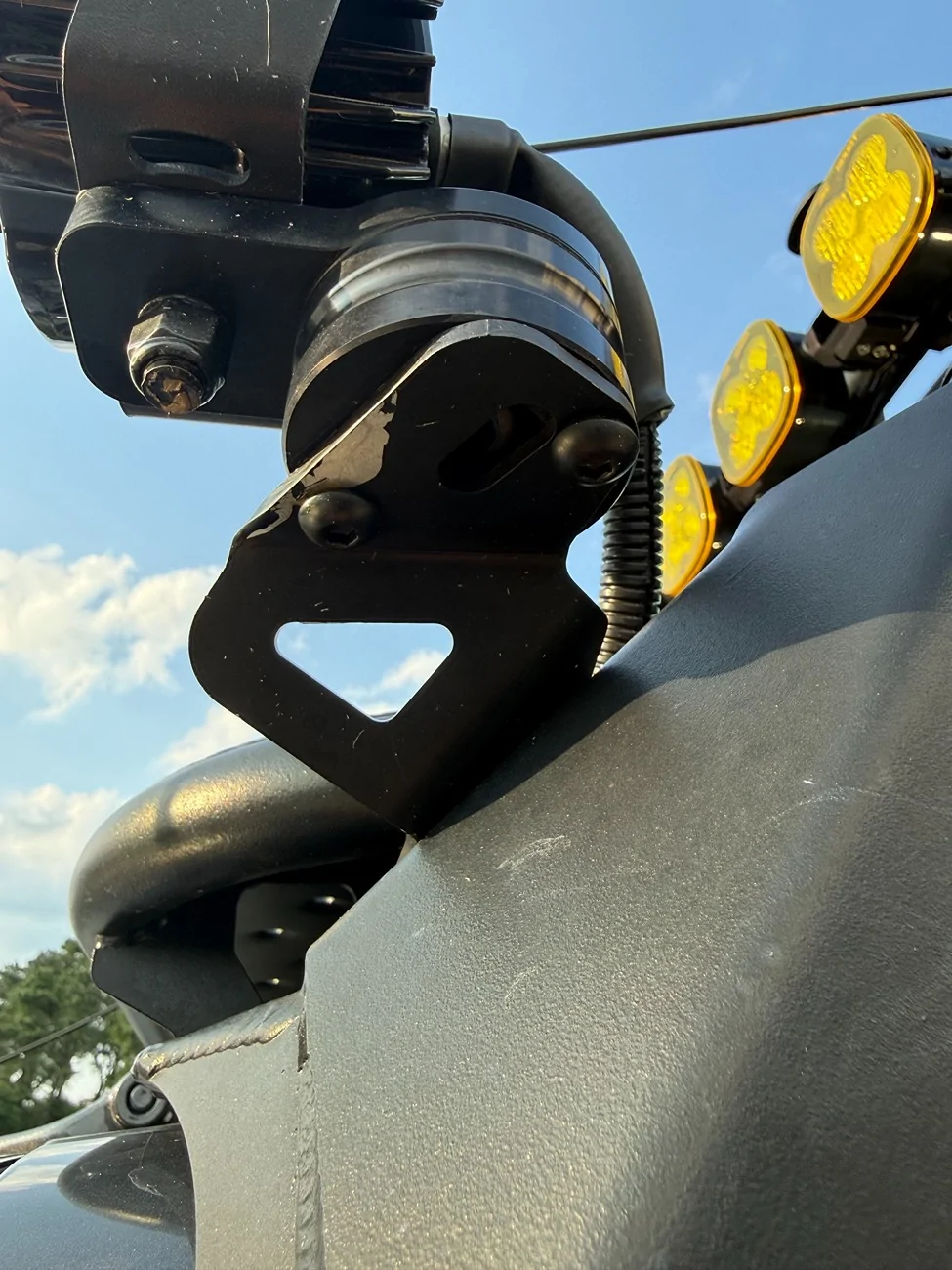 Jeep Gladiator Baja Designs XL linkable LED light Bar on Adventure Rack Systems Front Hoop IMG_2641