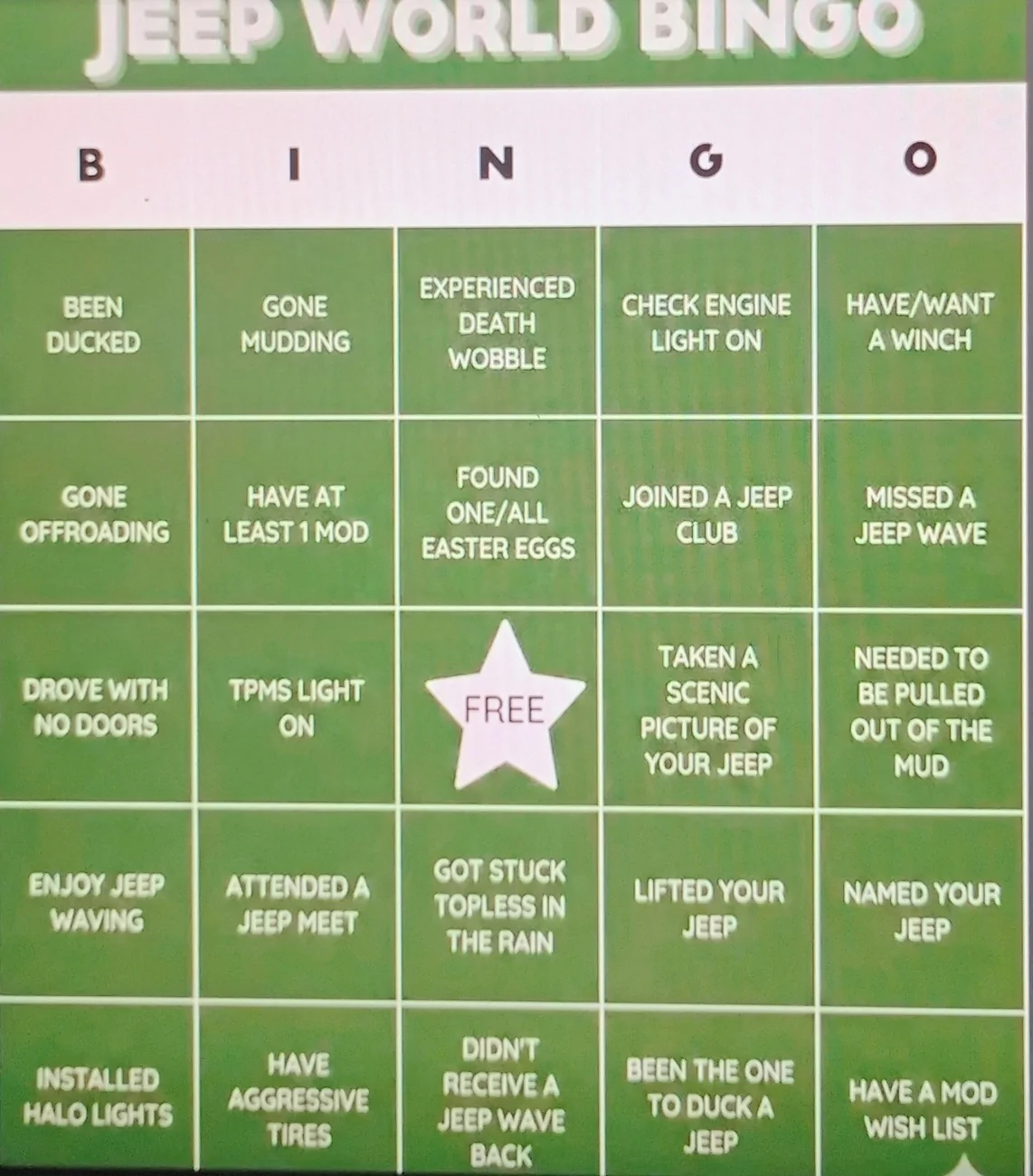 Jeep Gladiator OK Who's up to play bingo... Jeep edition 1000032232