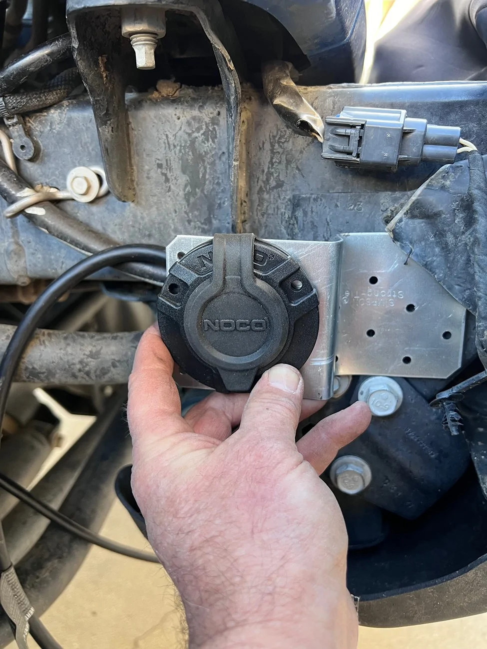 Jeep Gladiator Drilling Out the ‘Trail Rated’ Badge for External 120V Inlet? IMG_1492