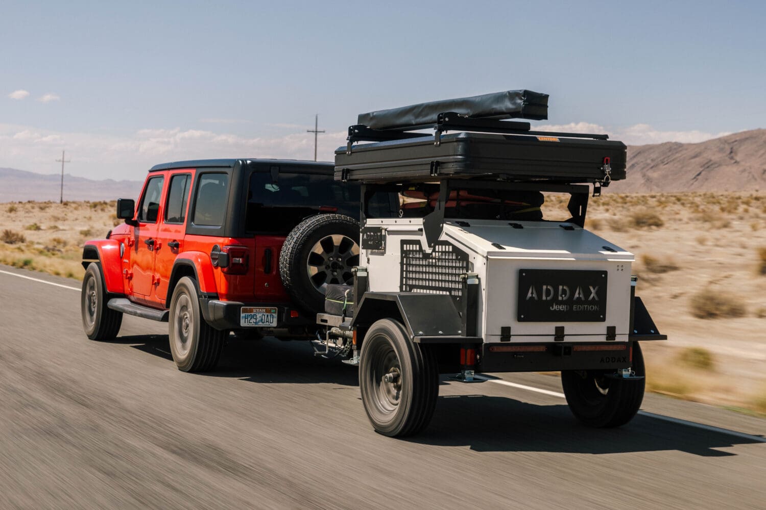Jeep Gladiator Addax 2027 Basecamp Jeep-Licensed Camping Trailer (runs same lug pattern as JT / JL) White-jeep-Pull-Behind-1500x1000