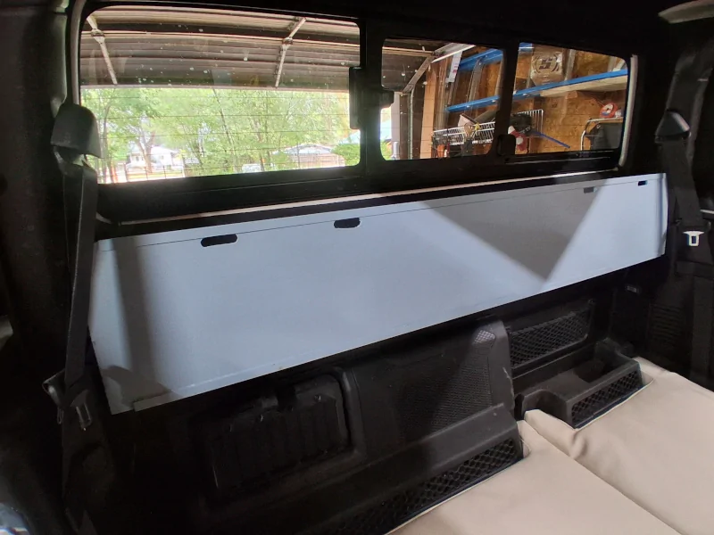 Jeep Gladiator Rear Window Tray (Home Built) Window Tray Installed