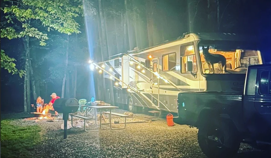 Jeep Gladiator Overlanding and Camping Poll RV at night