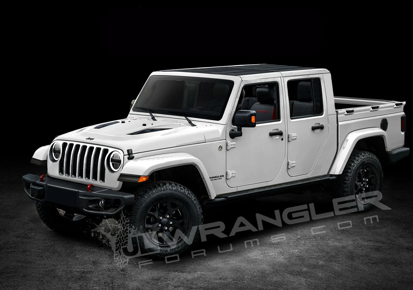 Jeep Gladiator Our Latest 2020 Jeep JT Pickup Info and Preview Renderings Copyright-JLwranglerforums-JTU-Pickup-Whit