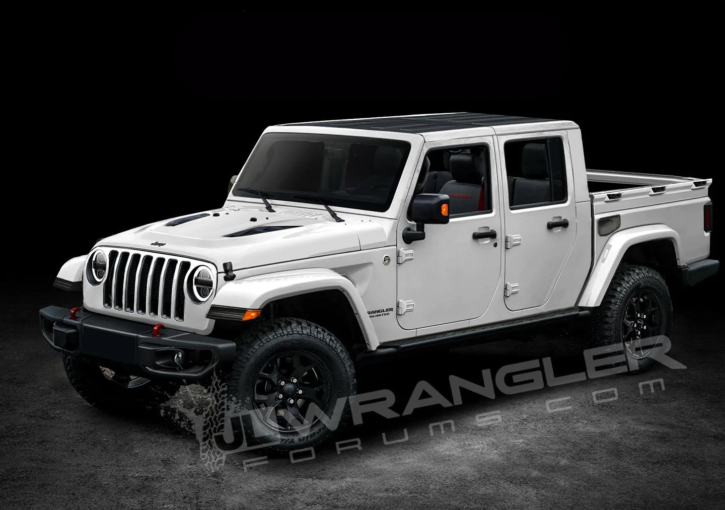 Jeep Gladiator Our Latest 2020 Jeep JT Pickup Info and Preview Renderings Copyright-JLwranglerforums-JTU-Pickup-White2