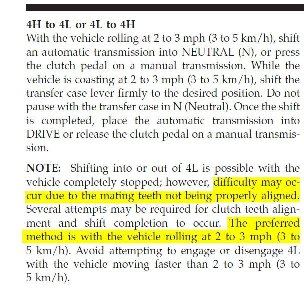 Jeep Gladiator Shifting Issue into 4WD Shiftto4Lo