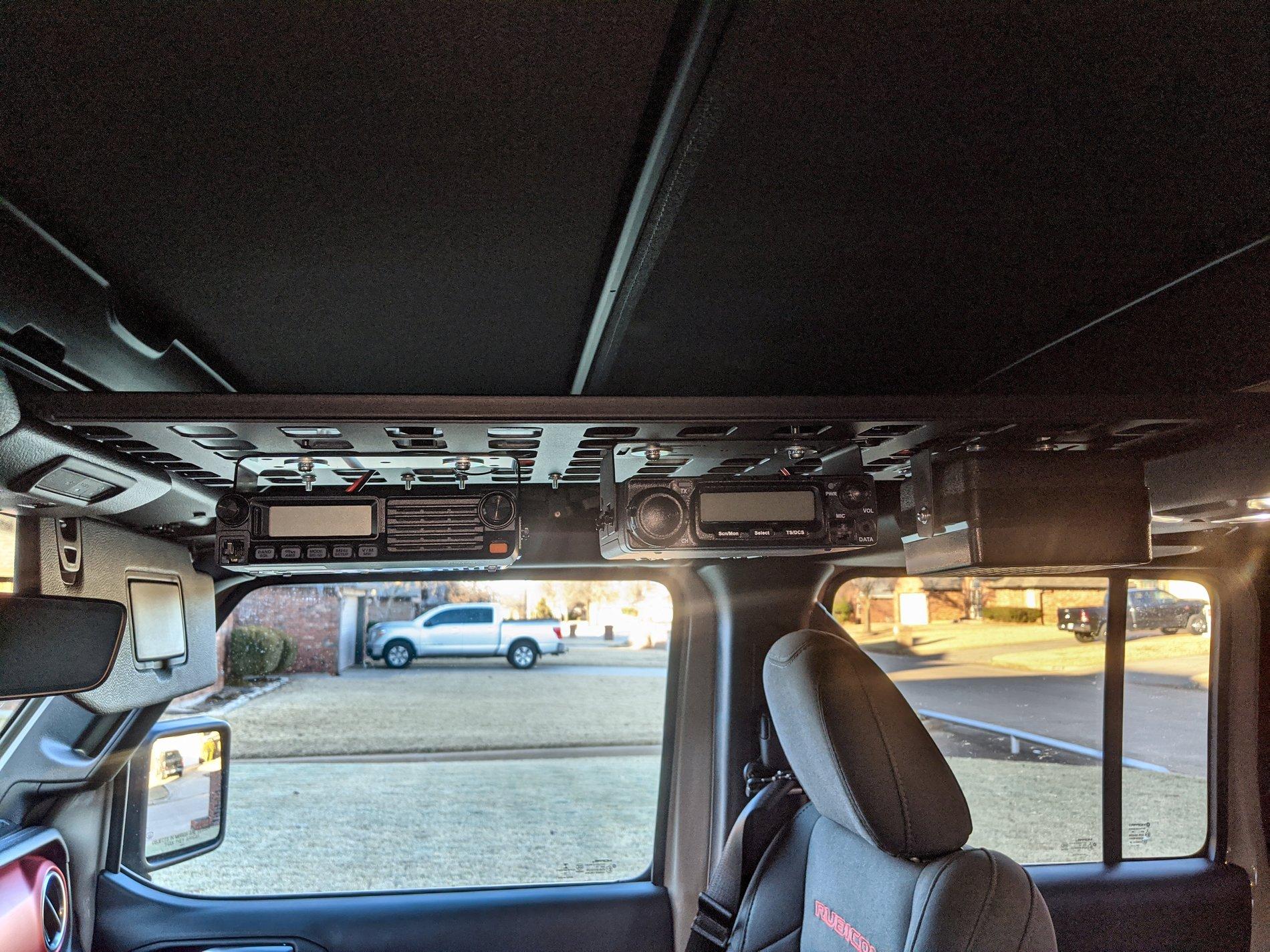 Jeep Gladiator What did you do TO your Gladiator today? [ADMIN WARNING: NO POLITICS, NO GUN TALK] Gladiator, Dec 19, CP_162544, Overhead Molle Panel with Comm Gear (Front View, Top Up)