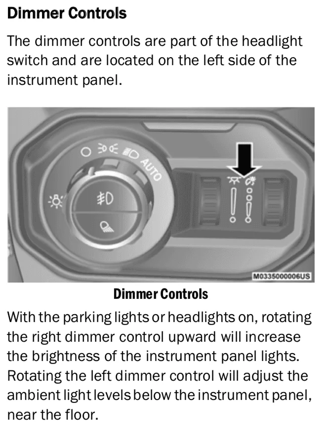 Jeep Gladiator dashboard brightness Screen Shot 2019-12-23 at 8.06.21 AM