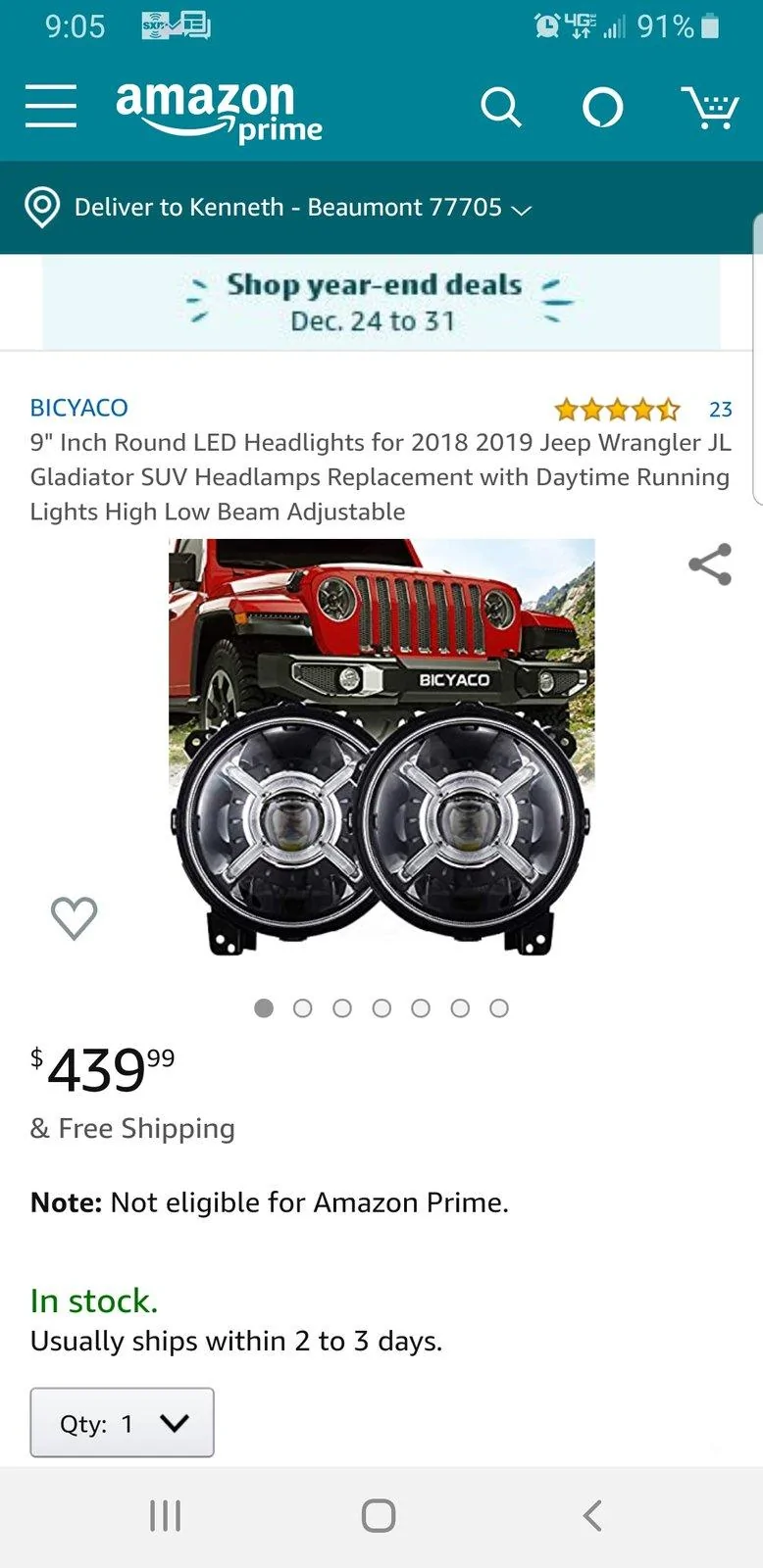 Jeep Gladiator Best LED Lights Screenshot_20191230-090549_Amazon Shopping