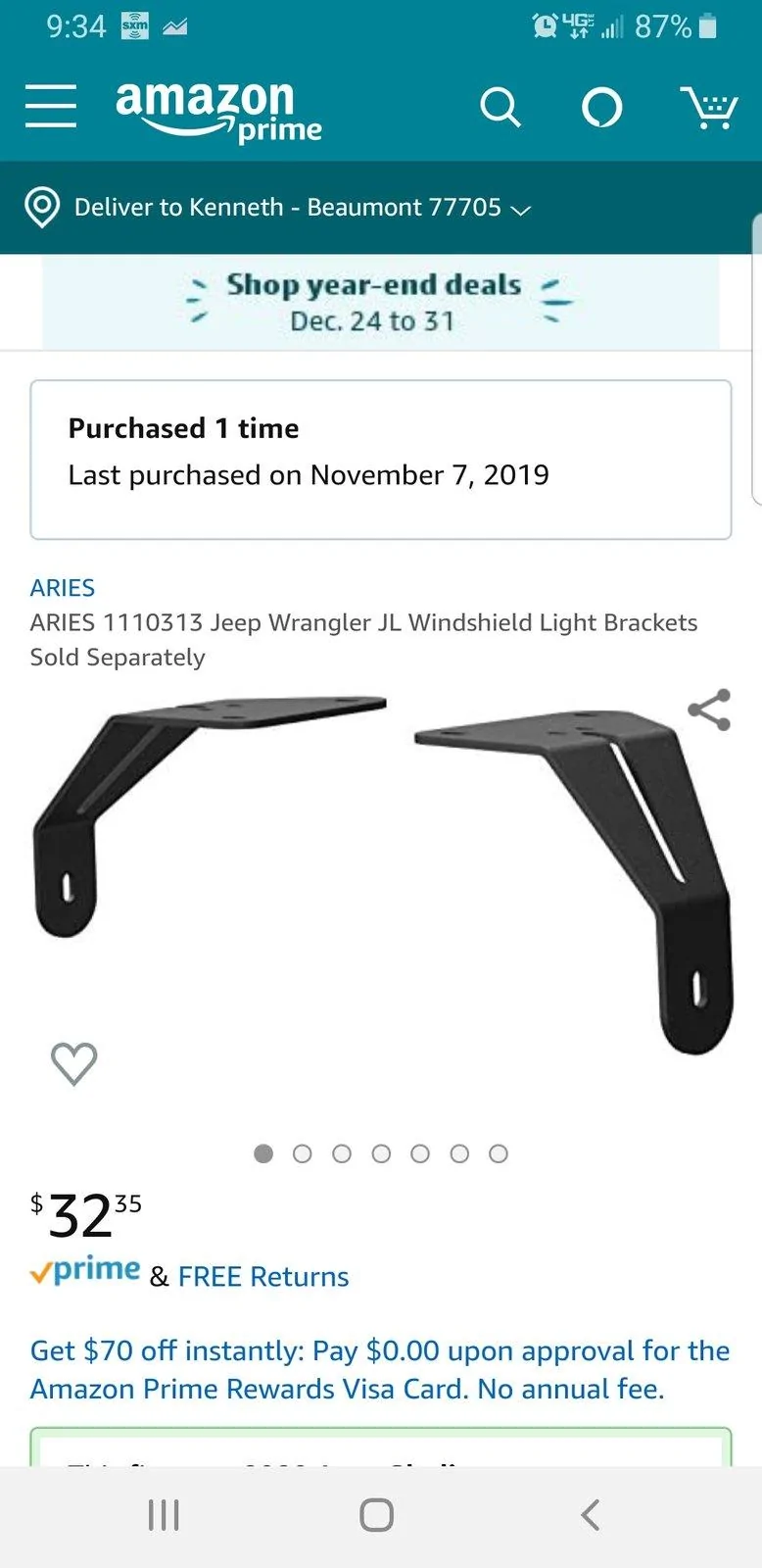 Jeep Gladiator OFFROAD LIGHTS - BRACKETS FOR JT/JL Screenshot_20191230-093447_Amazon Shopping
