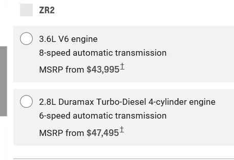 Jeep Gladiator 3.0D is $4000 on the Wrangler Colorado1