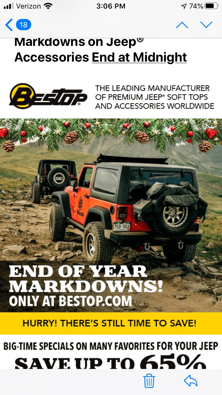 Jeep Gladiator Bestop new years sale 54312867-0CB4-490C-B2A8-731A255C62C7