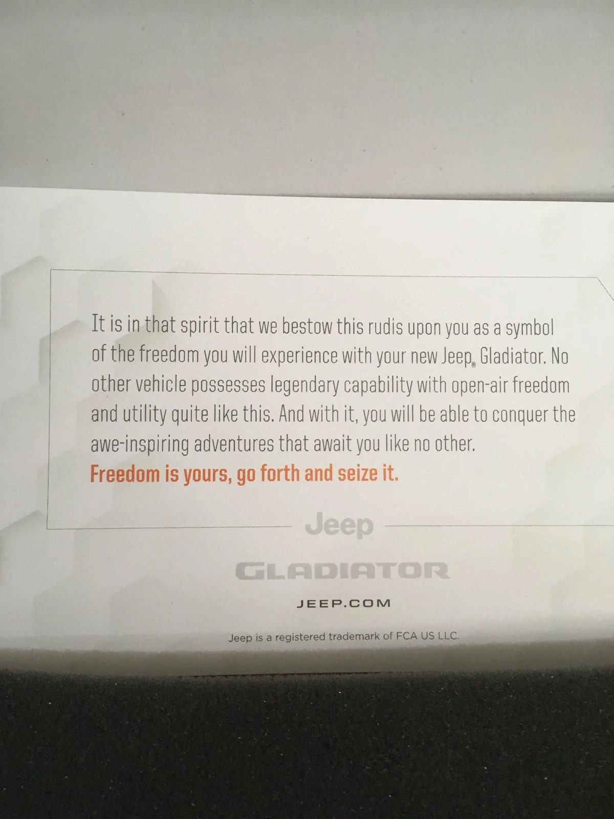 Jeep Gladiator 7 months later Jeep sent me a Launch Edition Gladiator Sword FAE6CAD2-42C6-418A-BD25-DB53D7C5A08B
