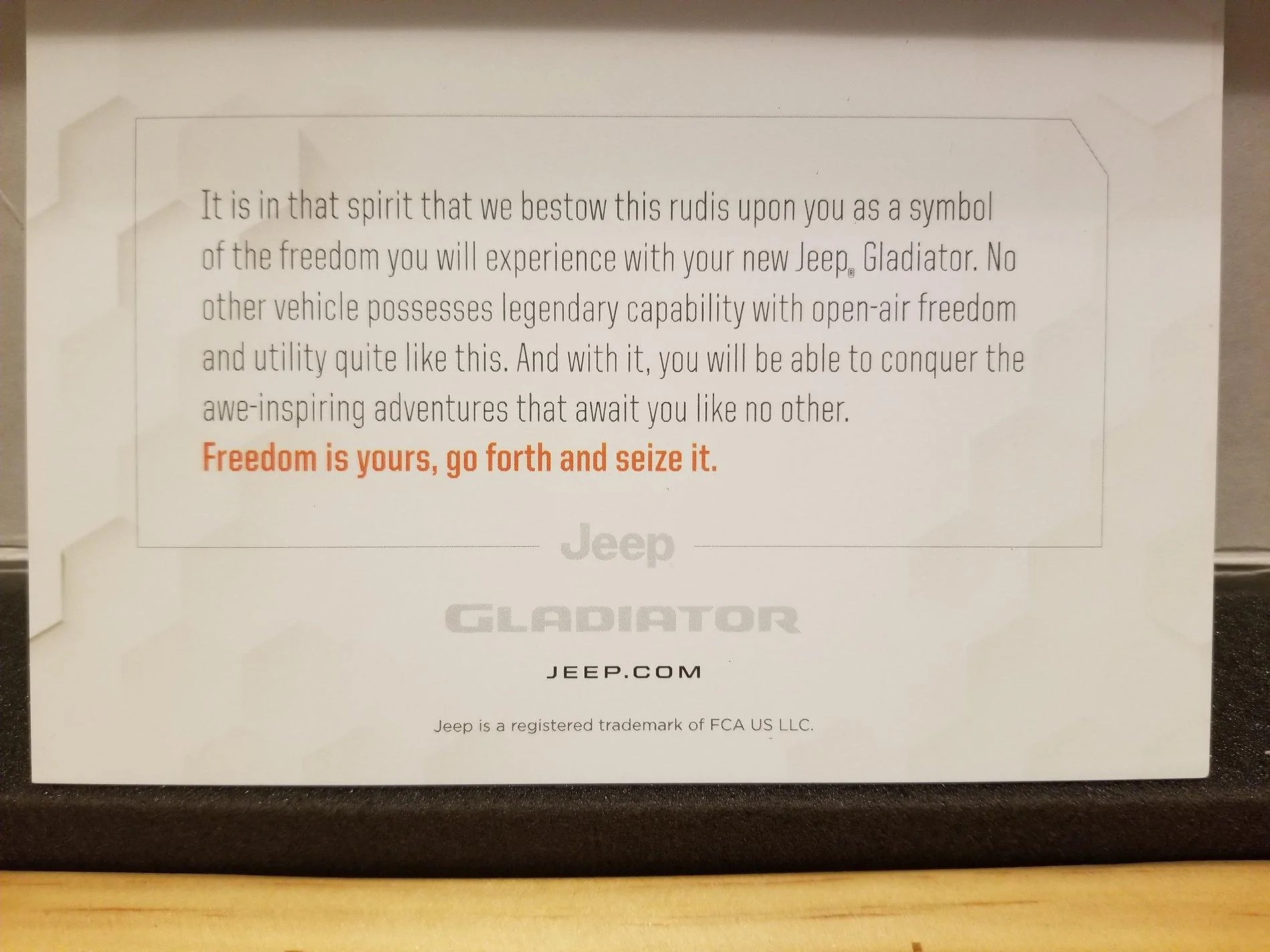 Jeep Gladiator 7 months later Jeep sent me a Launch Edition Gladiator Sword 20200109_200959